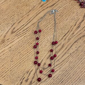 New York & Company Red Beaded Necklace